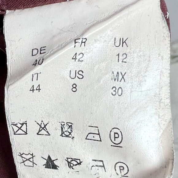 Hugo Boss Denesa Piped Sleeveless Sheath Dress 8 Burgundy Minimalistic - Picture 11 of 12